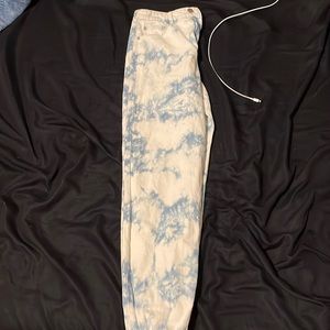 white and blue cloud style jogger jeans